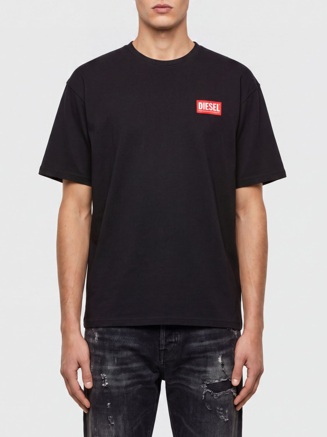 DIESEL Regular Fit T-Shirt aus Baumwolle mit Rundhalsausschnitt und Kontrastlogo