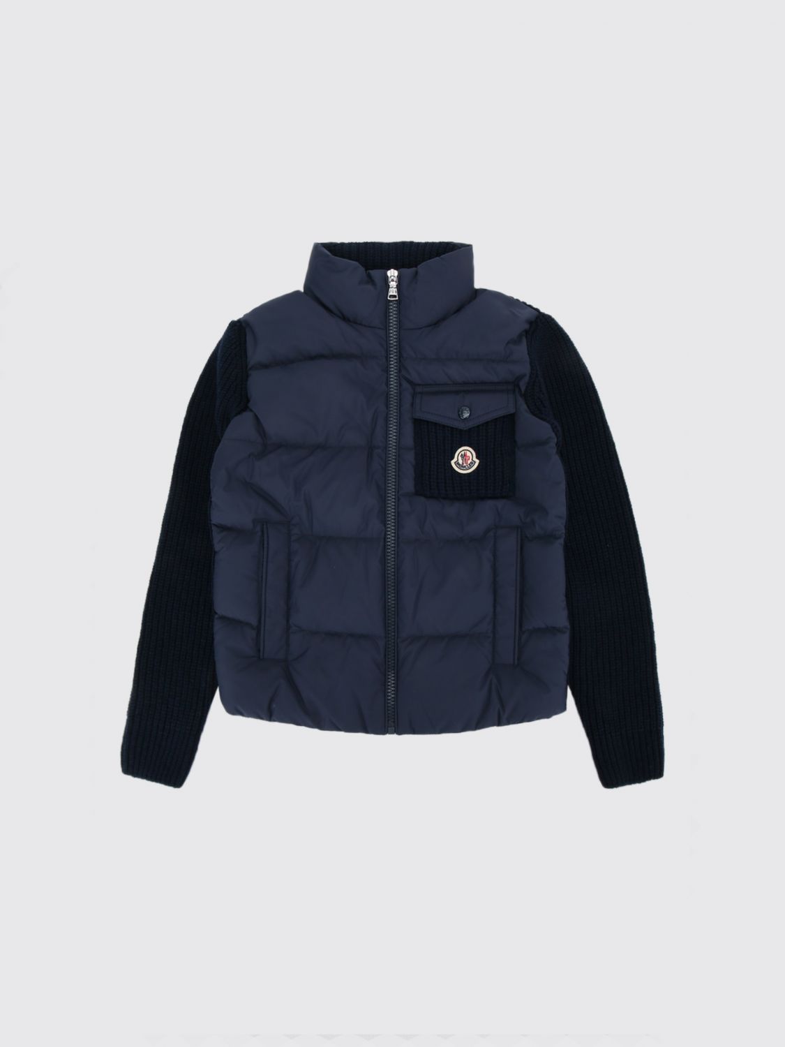MONCLER Jungen-Cardigan aus Woll-Kaschmir-Mischung mit gestepptem Einsatz