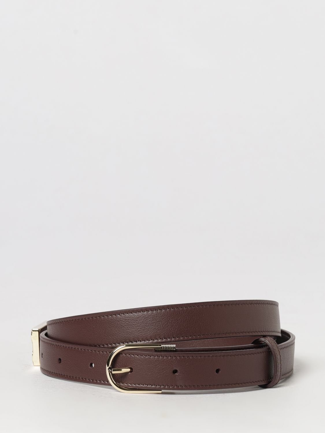 VICTORIA VICTORIA BECKHAM Schmaler Ledergürtel Dorian mit Monogramm-Schnalle