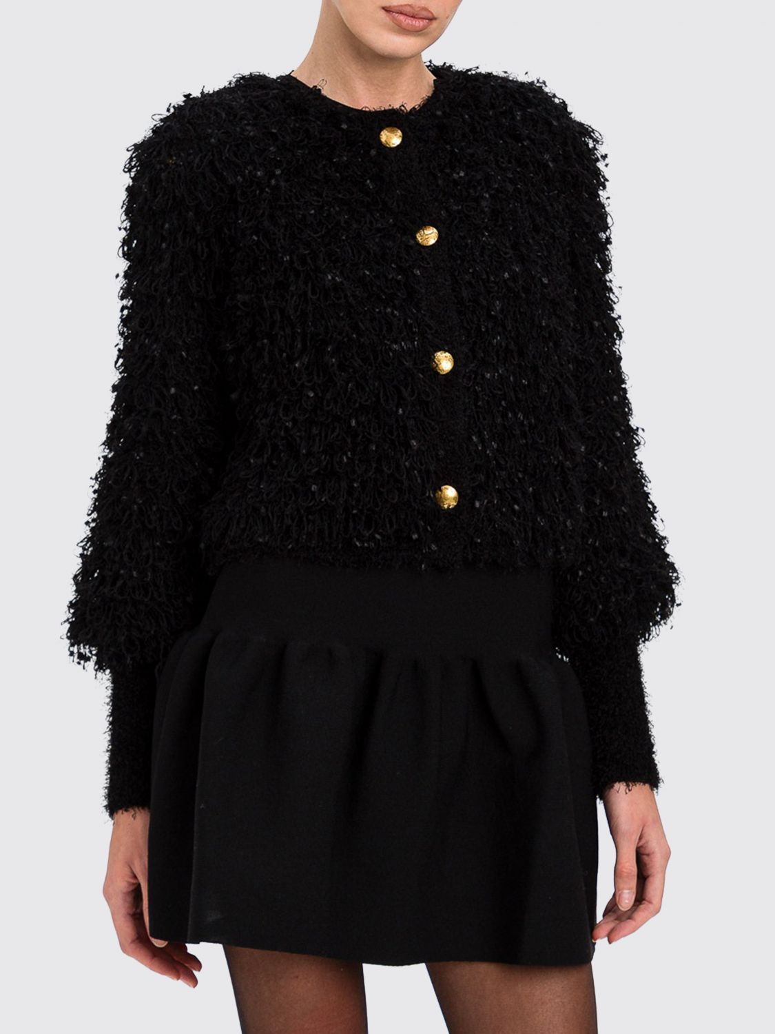 Twinset Cardigan aus Wollmischung mit Rundhalsausschnitt und Fransen