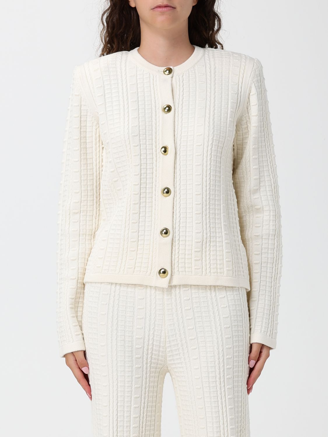 Twinset Cardigan girocollo in misto lana con chiusura a bottoni