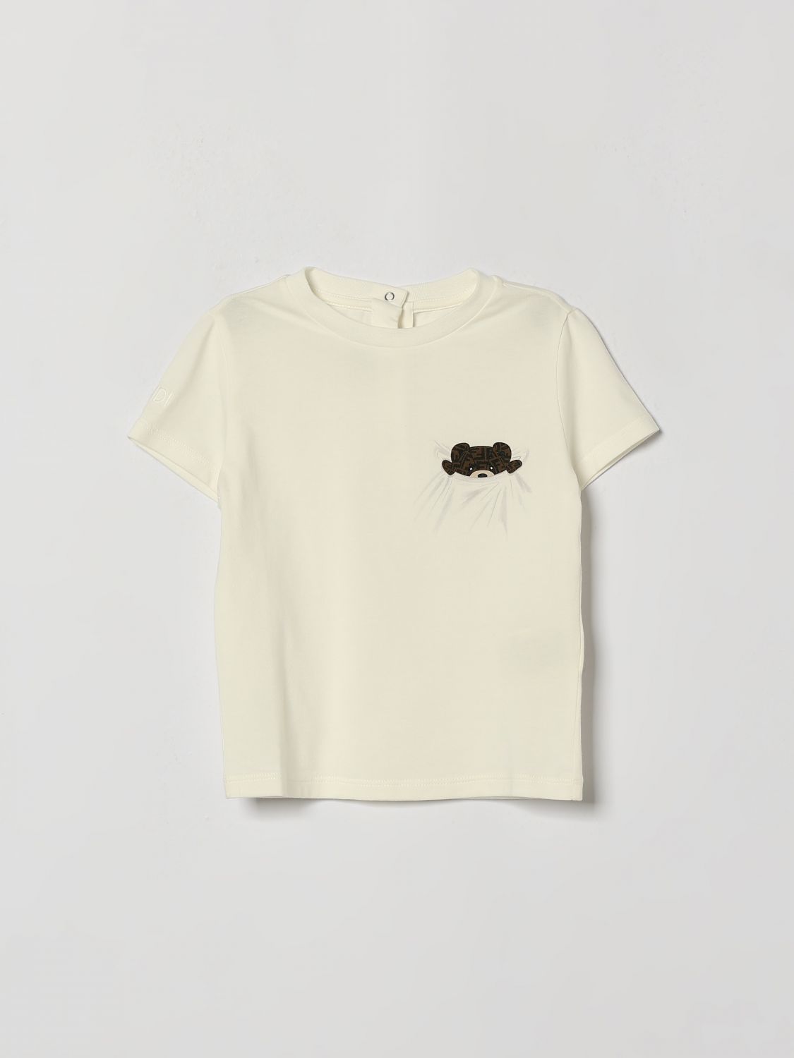 FENDI Jungen-T-Shirt aus Stretch-Baumwolle mit Stickerei