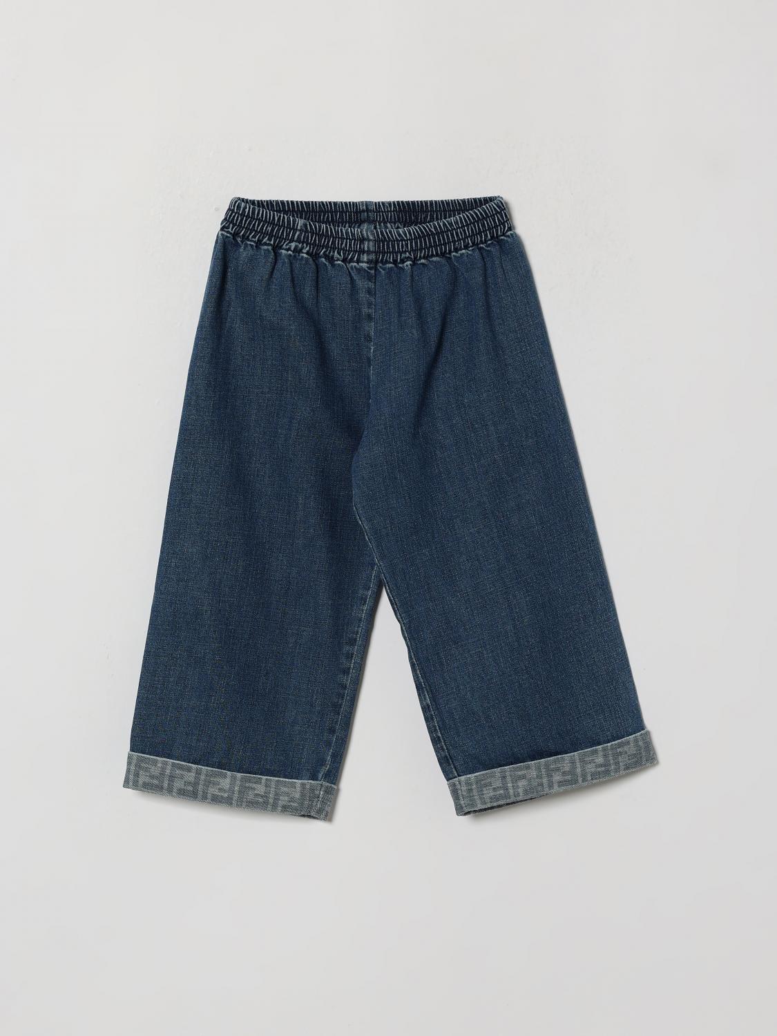 FENDI Jungen-Jeans aus Denim mit FF-Monogramm und Umschlag