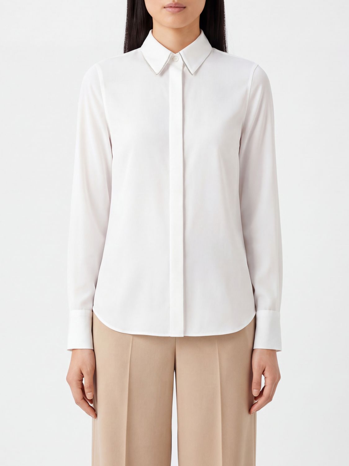 BRUNELLO CUCINELLI Baumwollbluse mit Schluppe und Monili-Detail