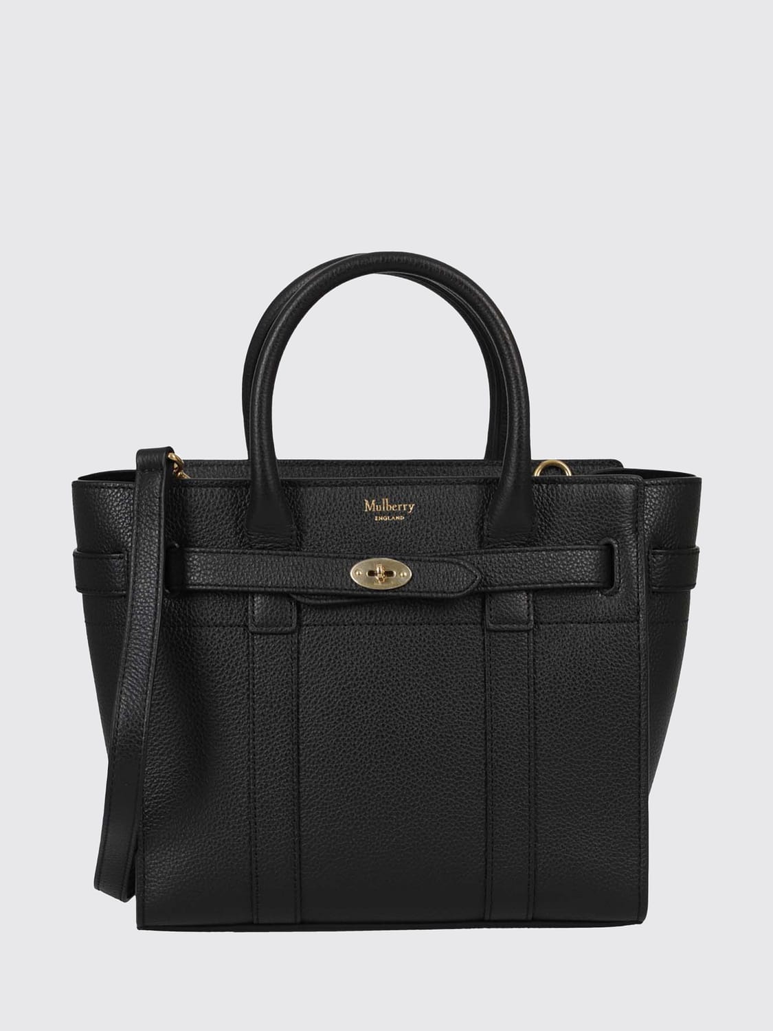 MULBERRY Bayswater Mini Zipped Tote Bag in Calf Leather with Shoulder Strap