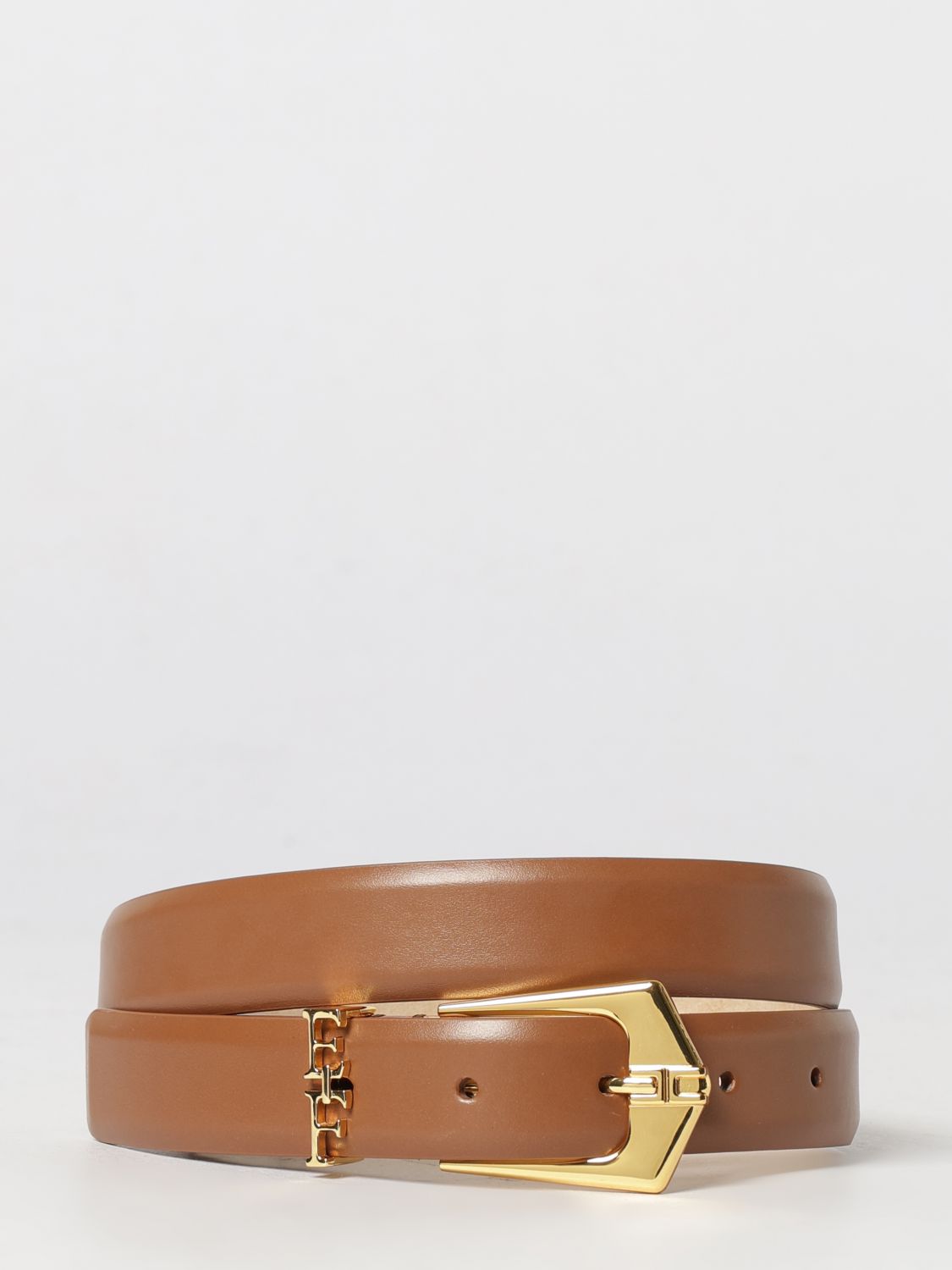 Elisabetta Franchi Adjustable Leather Belt with Metallic Logo Buckle