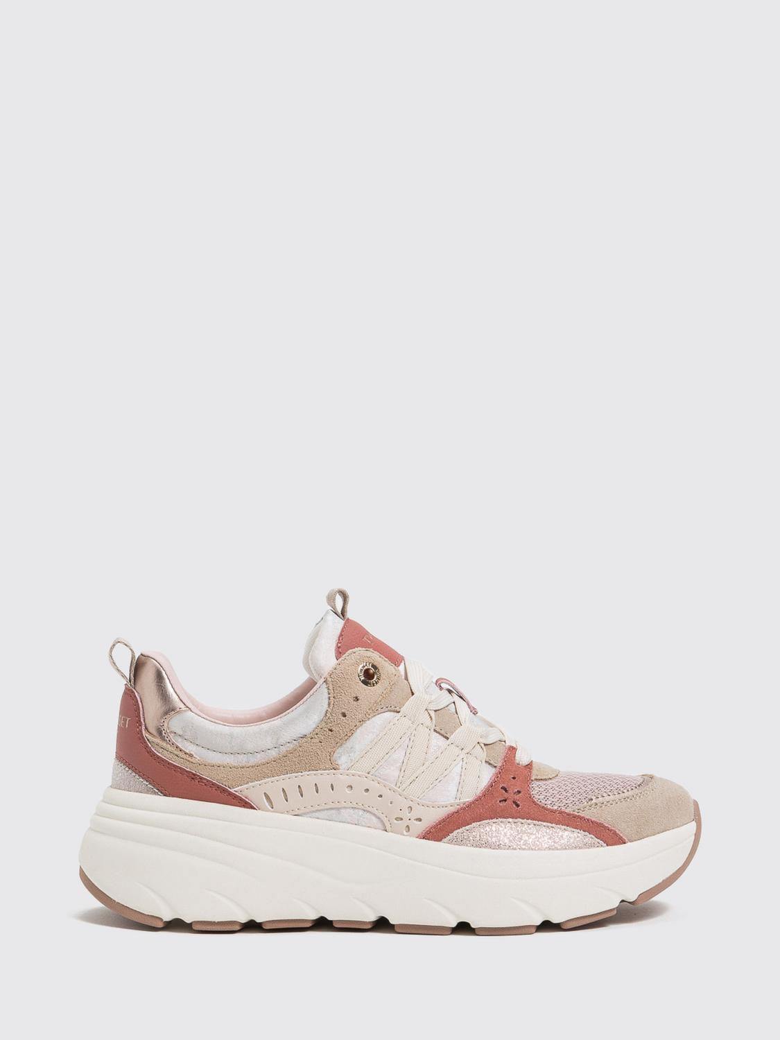 Twinset Sneakers in pelle e mesh con stampa animalier e doppio tirante