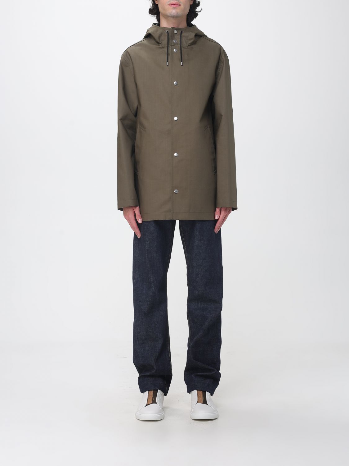 FENDI Short Hooded Parka in Cotton Blend with Dropped Shoulders FENDI Short Hooded Parka in Cotton Blend with Dropped Shoulders