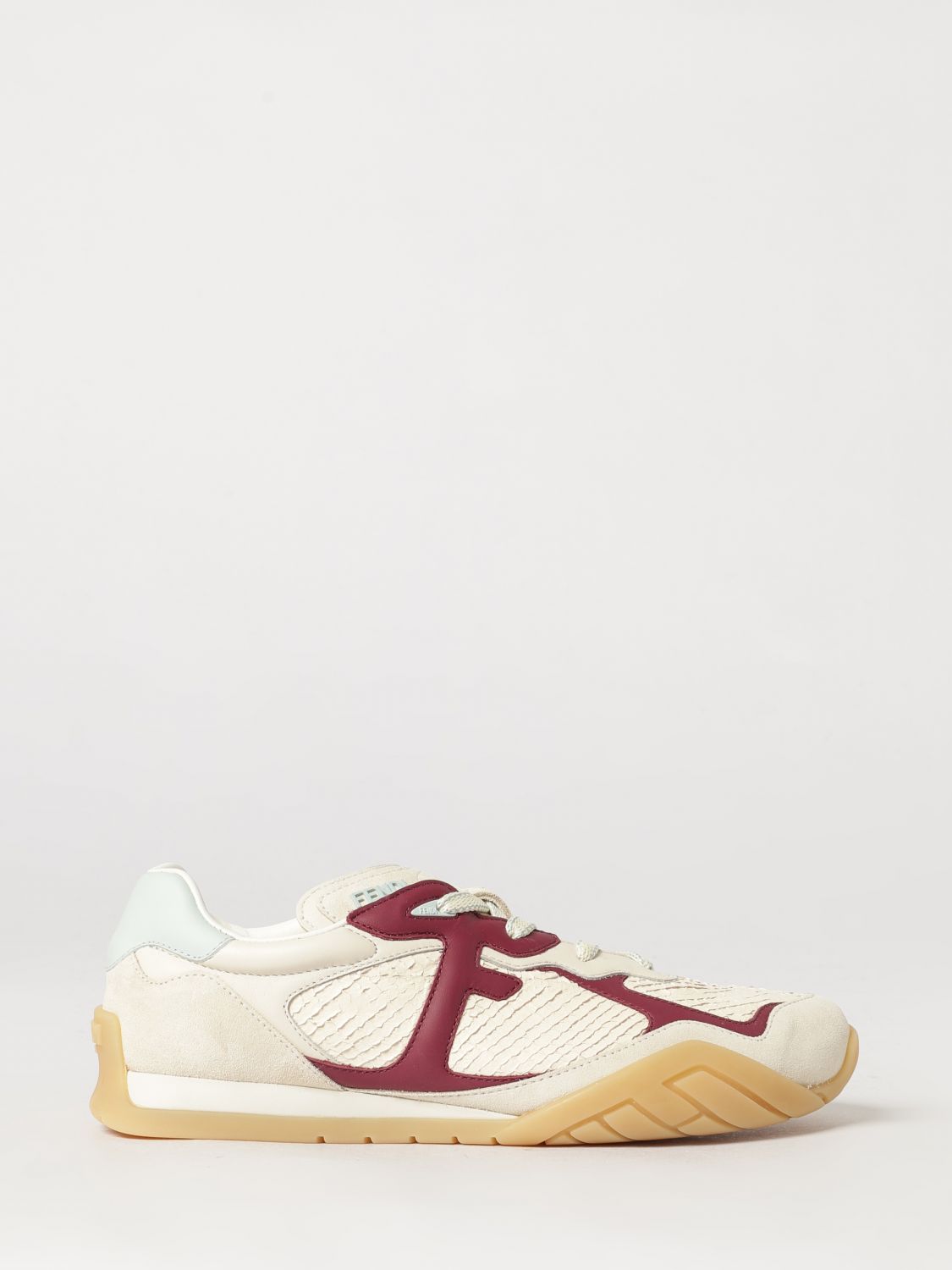Fendi Wave Pulse Low-Top Sneakers in Calf Leather with Embossed Logo