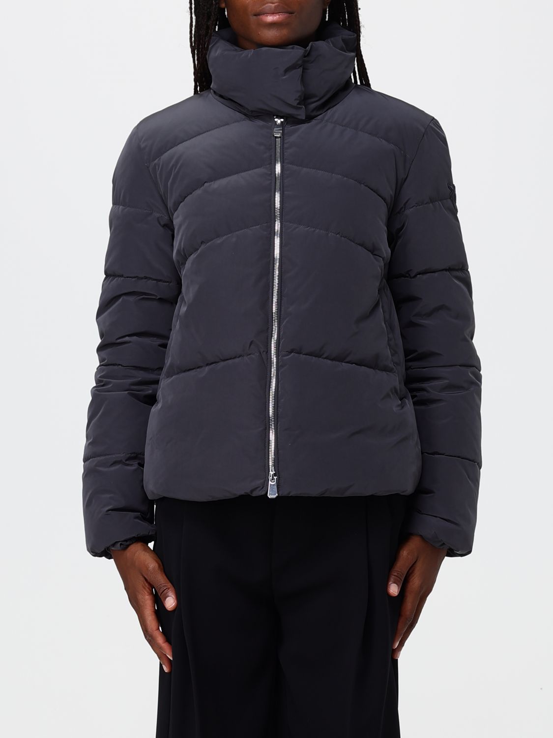 PINKO Short Water-Repellent Quilted Nylon Down Jacket with High Neck