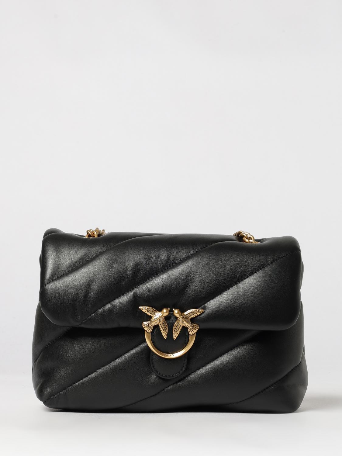 PINKO Classic Love Bag Puff Matelassé Nappa Shoulder Bag with Logo Buckle