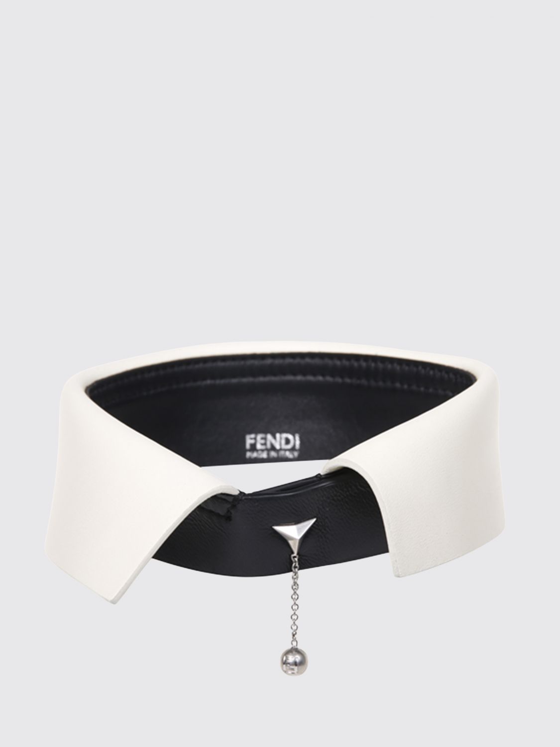 FENDI Choker-Halskette aus glattem Lammleder mit zweifarbiger abstrakter Stickerei