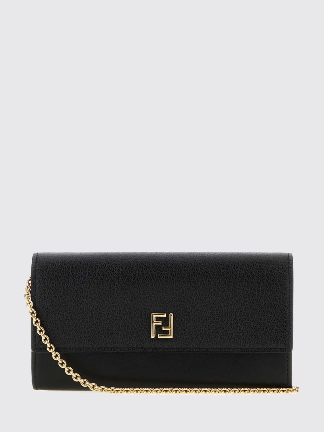 FENDI Wallet on Chain in pelle di vitello con monogramma FF e tracolla a catena