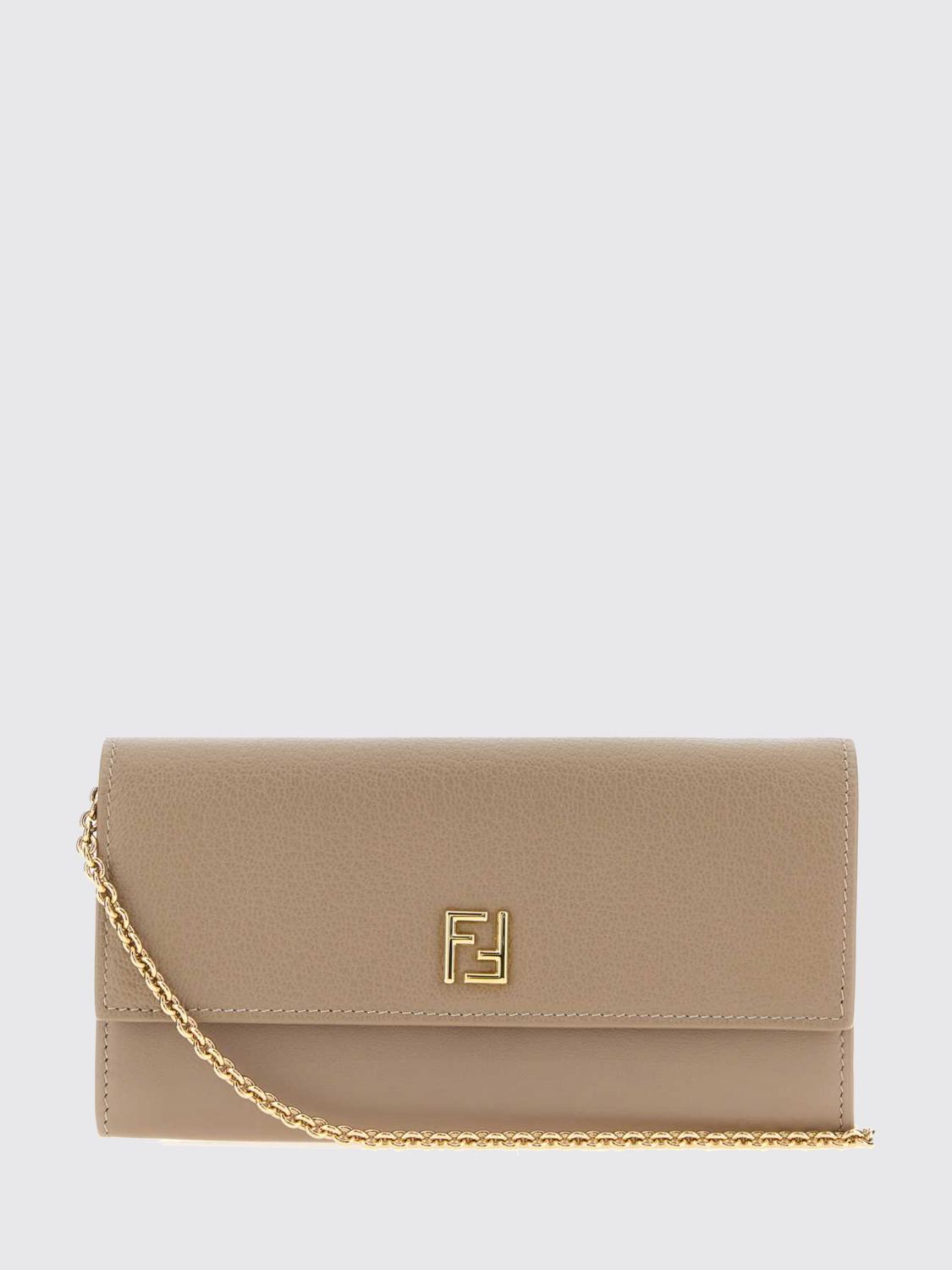 FENDI Wallet on Chain in pelle di vitello con monogramma FF e tracolla a catena