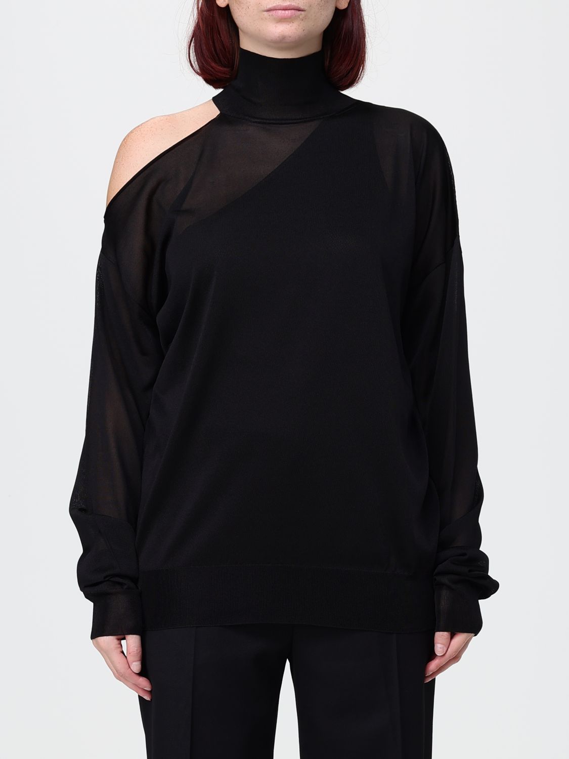 FENDI Viskose-Strick-Rollkragenpullover von mit Cut-Outs an den Schultern