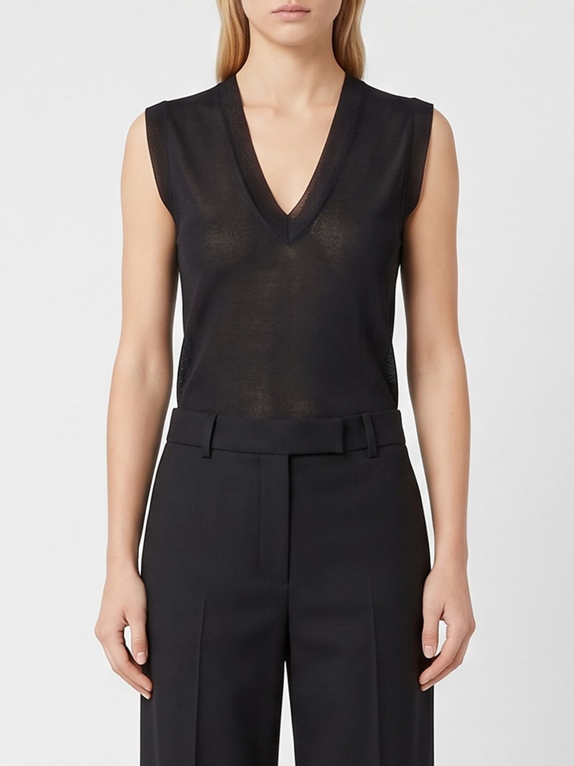 FENDI V-Neck Slim Fit Silk Top