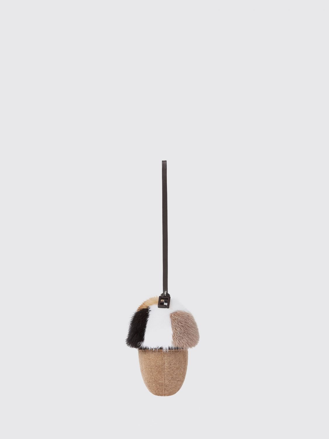 FENDI Mink Fur and Wool Keychain with Abstract Design