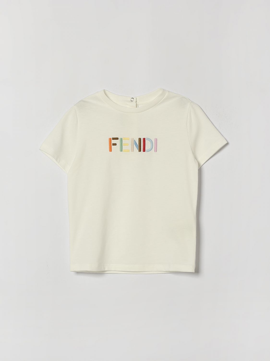 FENDI T-Shirt für Jungen aus Baumwolle mit gesticktem Logo