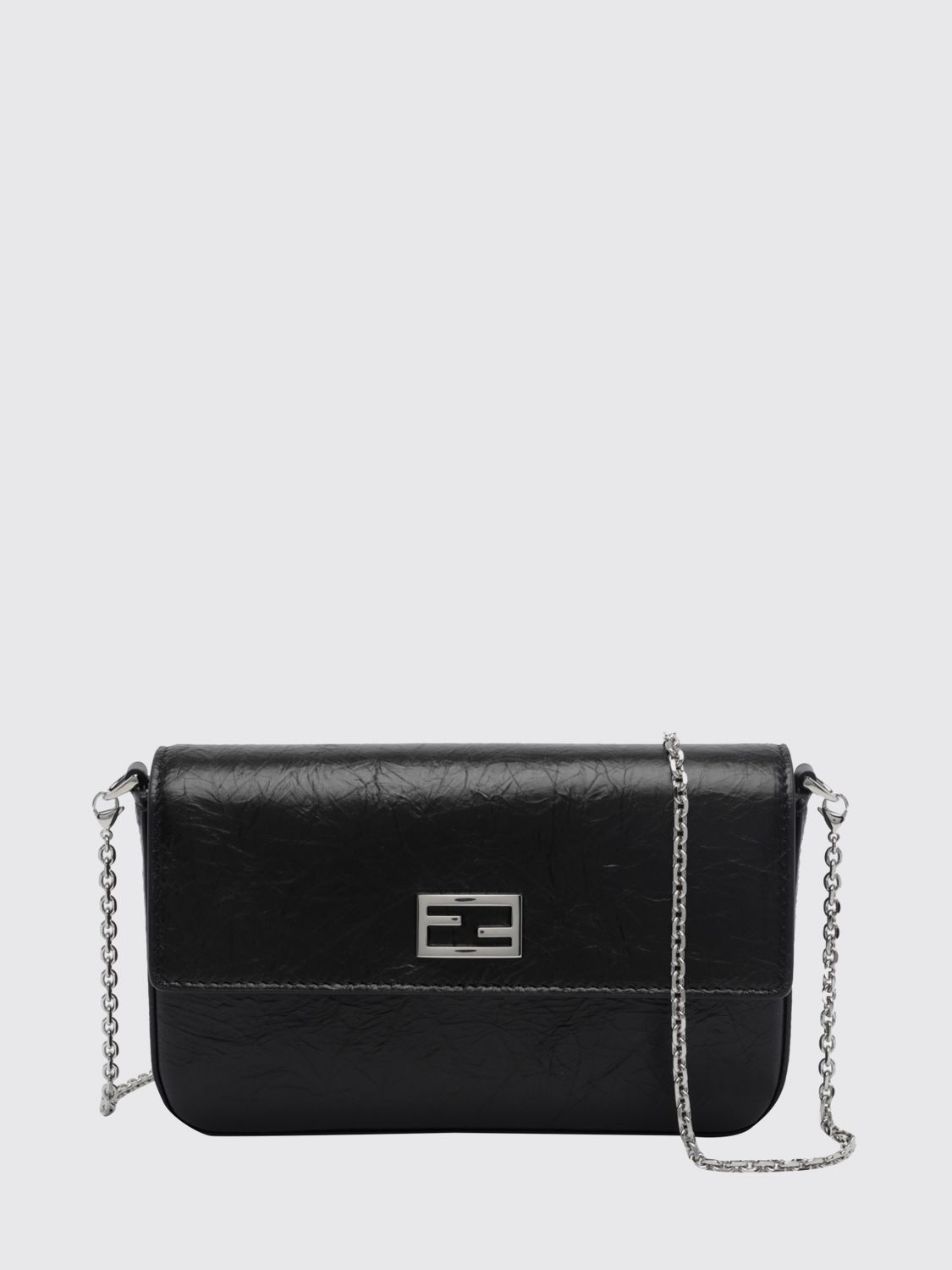 FENDI Tube Calfskin Leather Mini Crossbody Bag with FF Monogram