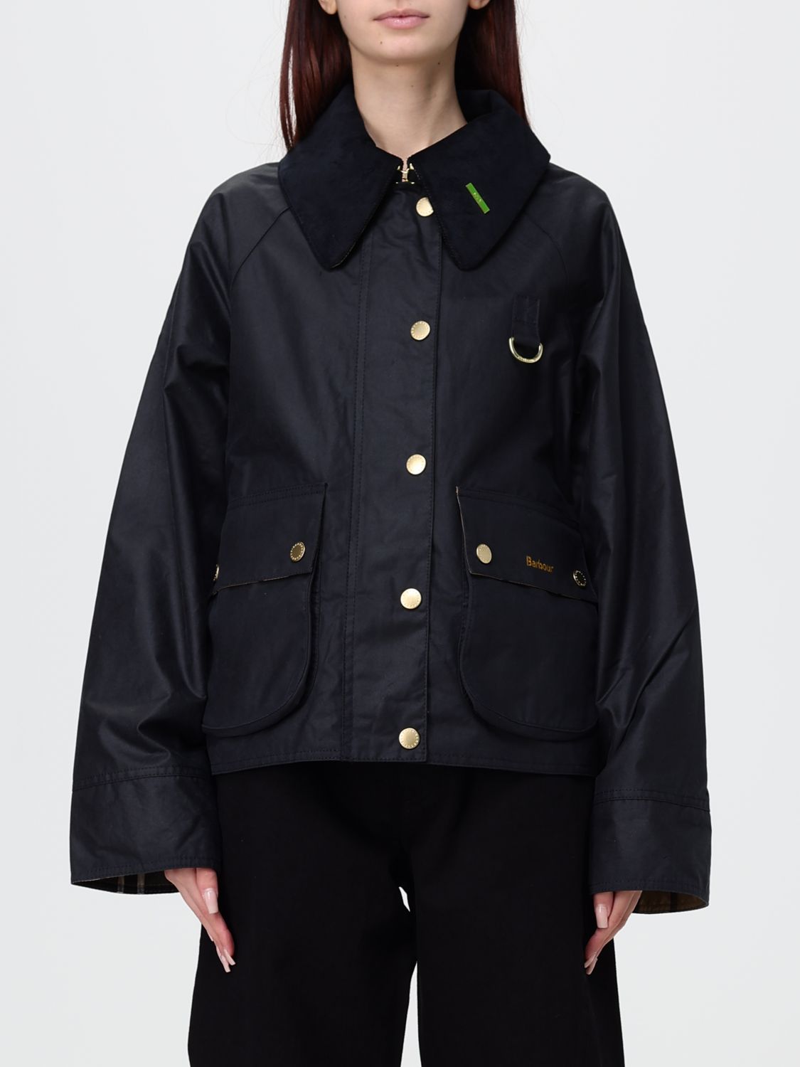 BARBOUR Kurze Jacke Modern Spey aus gewachster Baumwolle mit Samtkragen