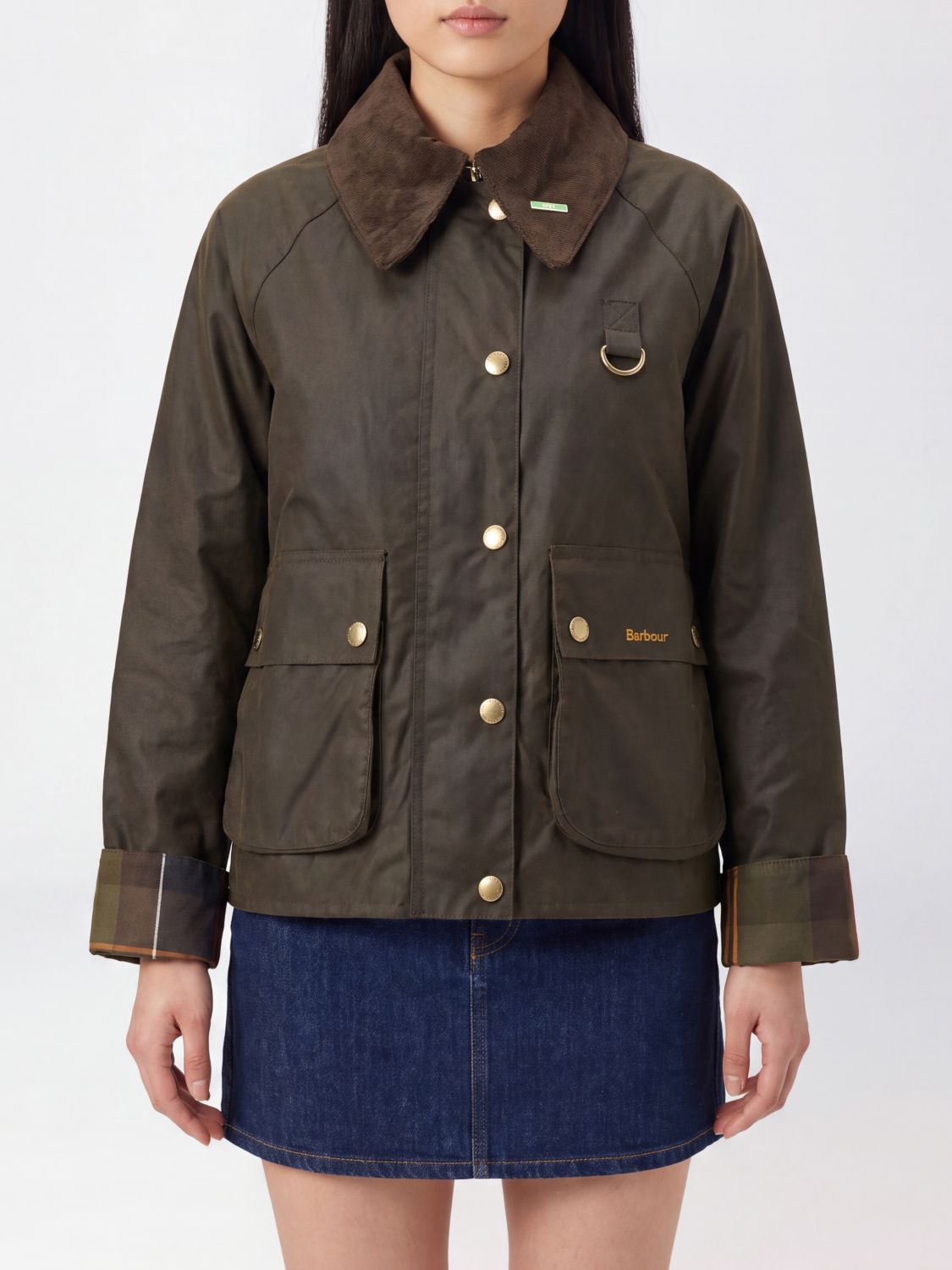 BARBOUR Kurze Jacke Modern Spey aus gewachster Baumwolle mit Samtkragen