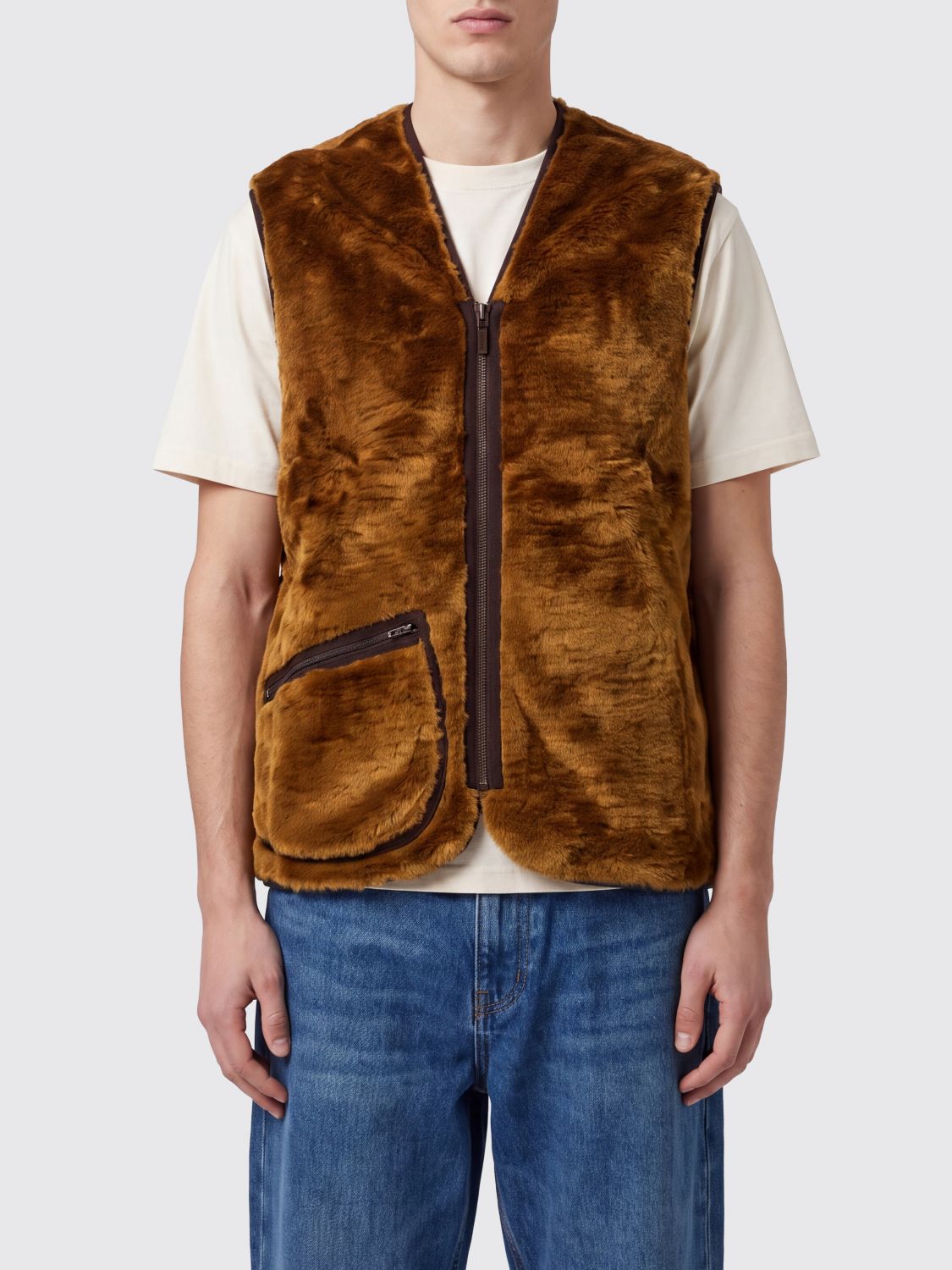 BARBOUR Warm V-Neck Fleece Utility Waistcoat with Zip Pockets