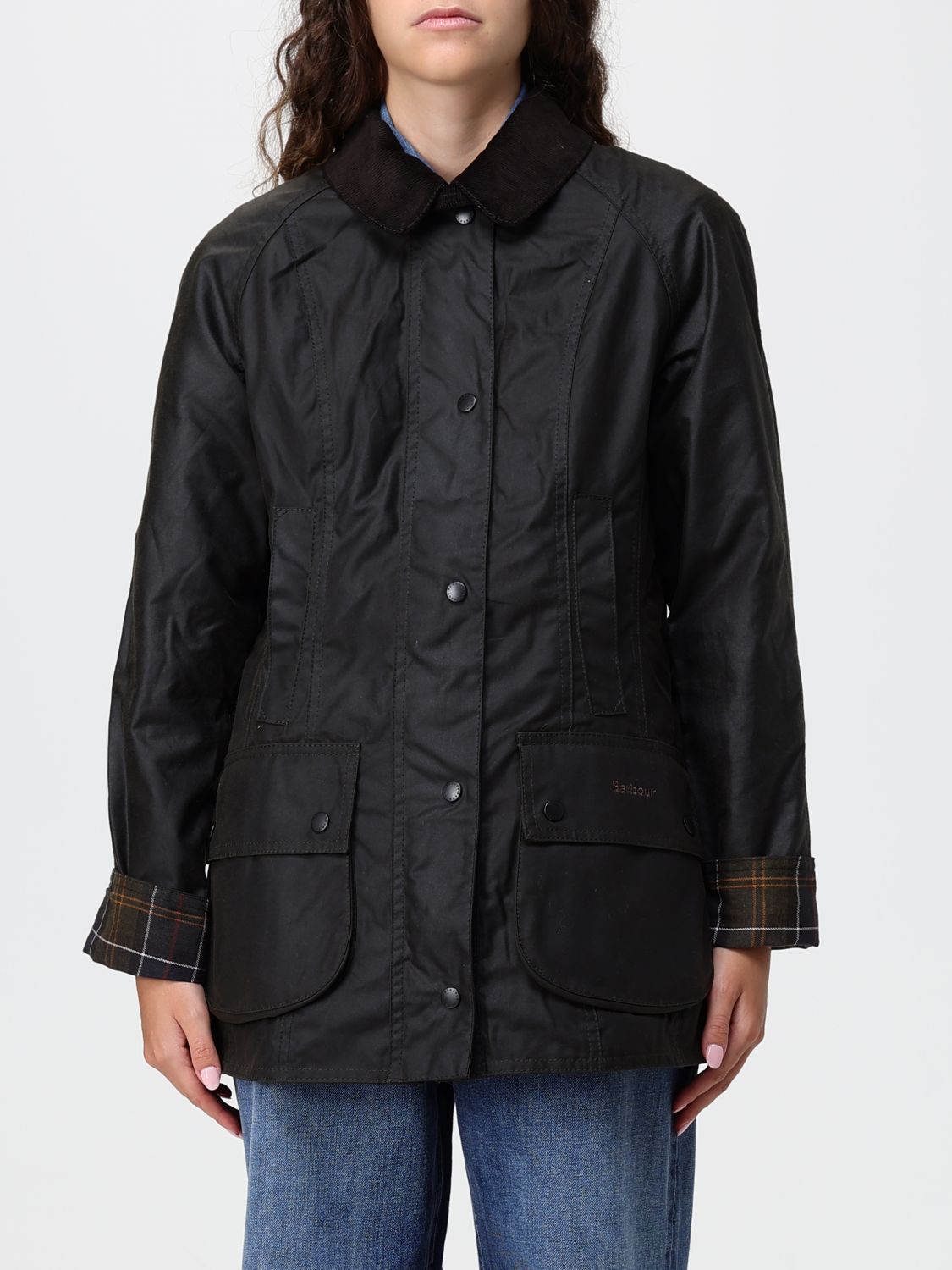 BARBOUR Beadnell Wachsjacke aus Baumwolle mit Cordkragen