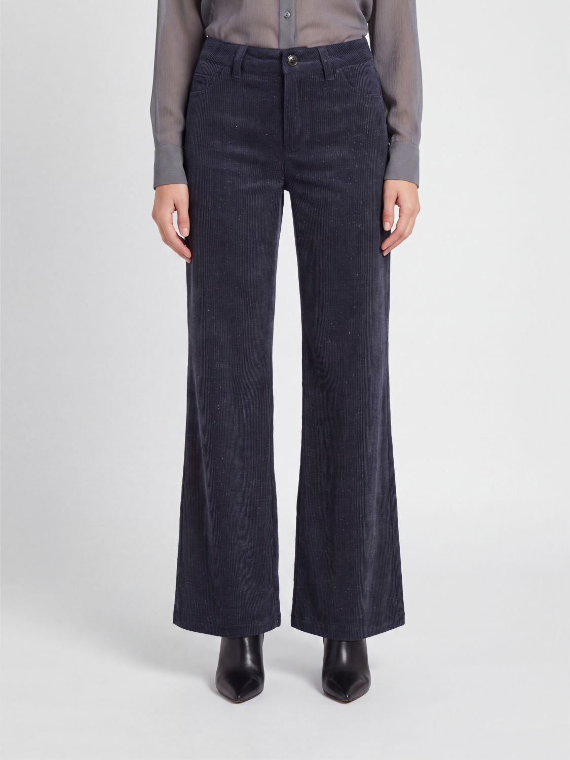 Ermanno Firenze Mid-Rise Flared Corduroy Trousers