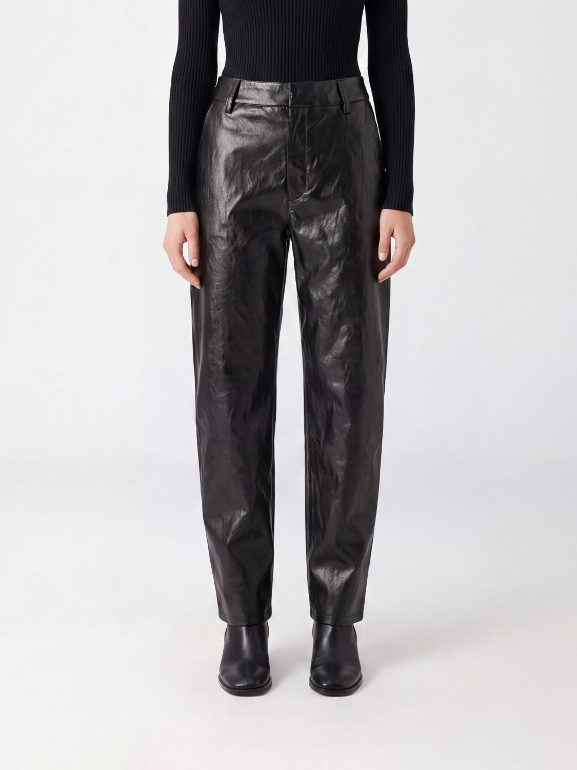 Federica Tosi Mid-Rise Tapered Faux Leather Trousers