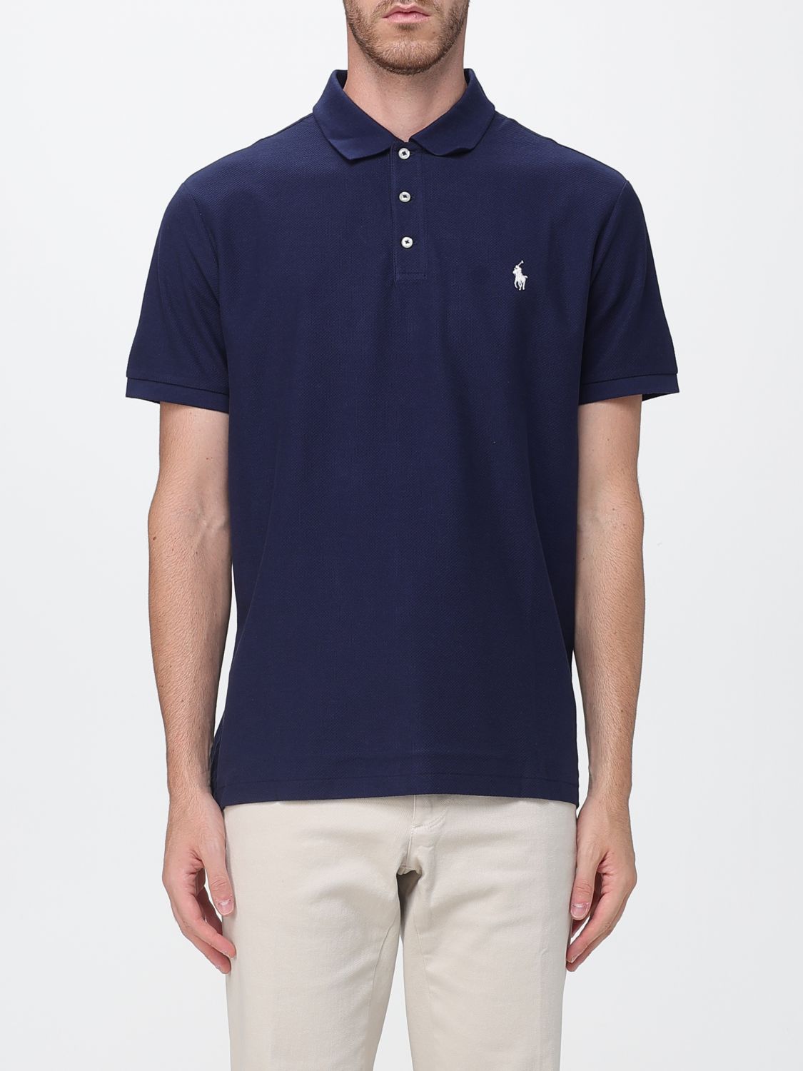 POLO RALPH LAUREN Kurzärmeliges Baumwollstrick-Polohemd mit gesticktem Pony-Logo