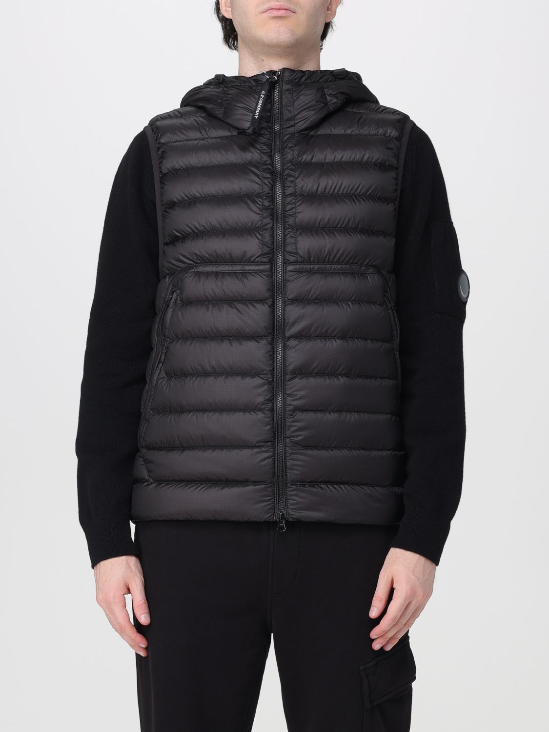 C.p. Company C. P. COMPANY Quilted Nylon Padded Gilet with Hood and Iconic Goggle Lenses