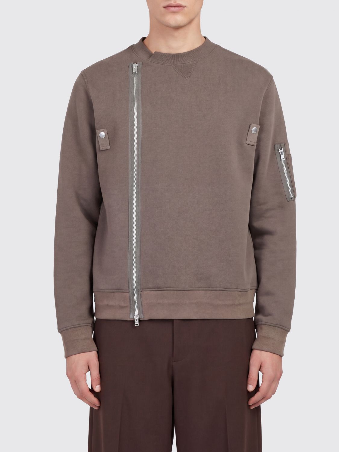 SACAI Rundhals-Sweatshirt aus Baumwollmischung mit seitlichen Reißverschlüssen