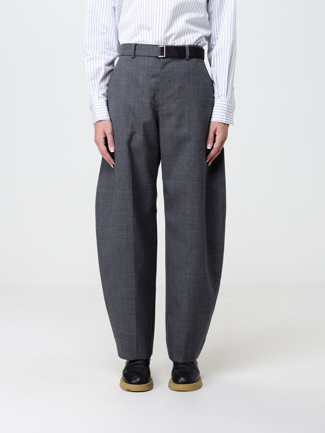 SACAI Maßgeschneiderte Hose mit weitem Bein und hoher Taille aus Wollmischung