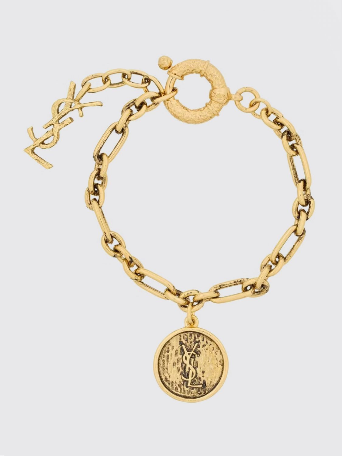 SAINT LAURENT Vergoldetes Messing-Armband mit Logo