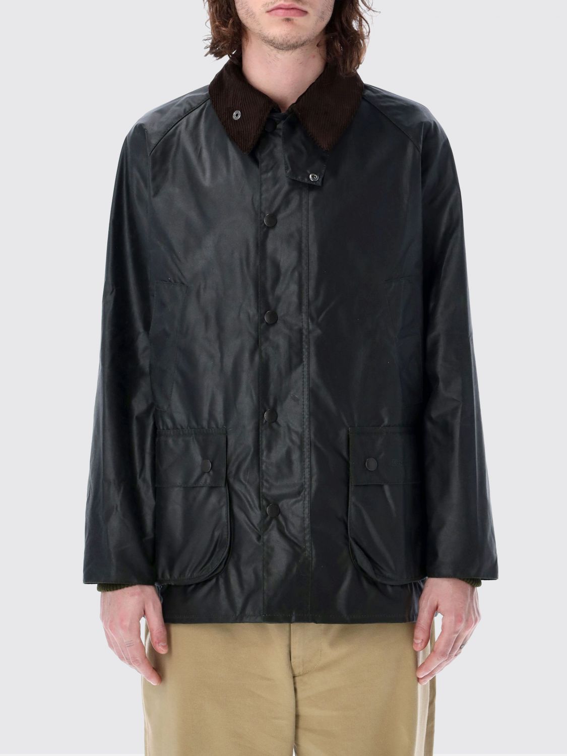 BARBOUR Bedale Jacke aus gewachster Baumwolle mit geripptem Samtkragen