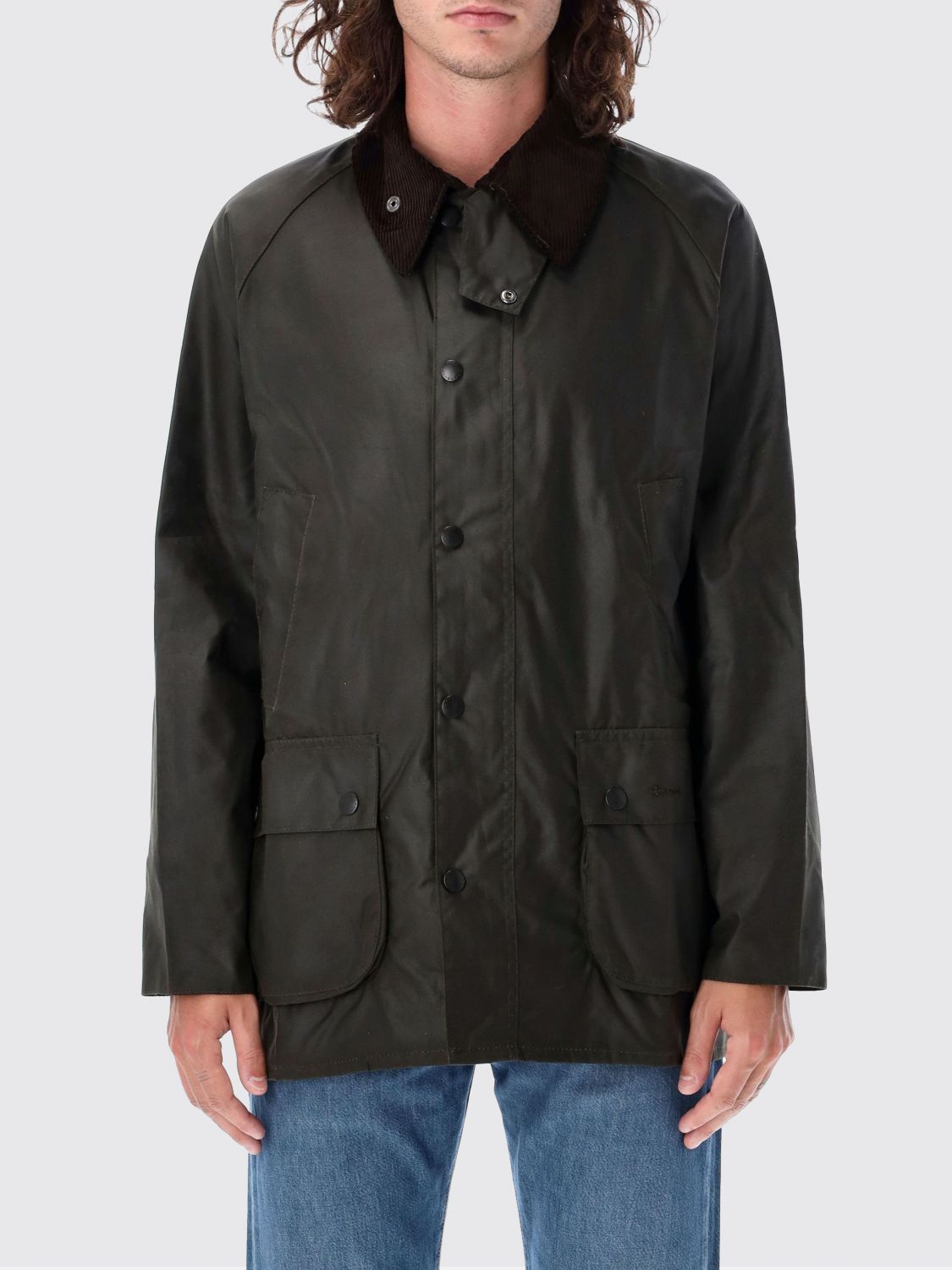 BARBOUR Bedale Relaxed Fit Waxed Cotton Jacket with Velvet Collar
