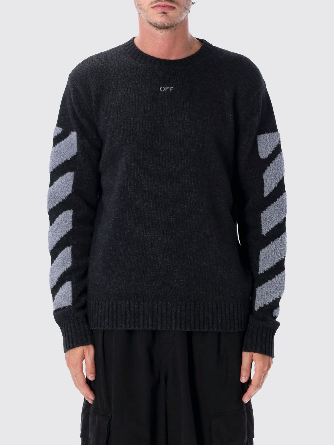 Off-White Diagonal Stripes Wool-Blend Crewneck Jumper