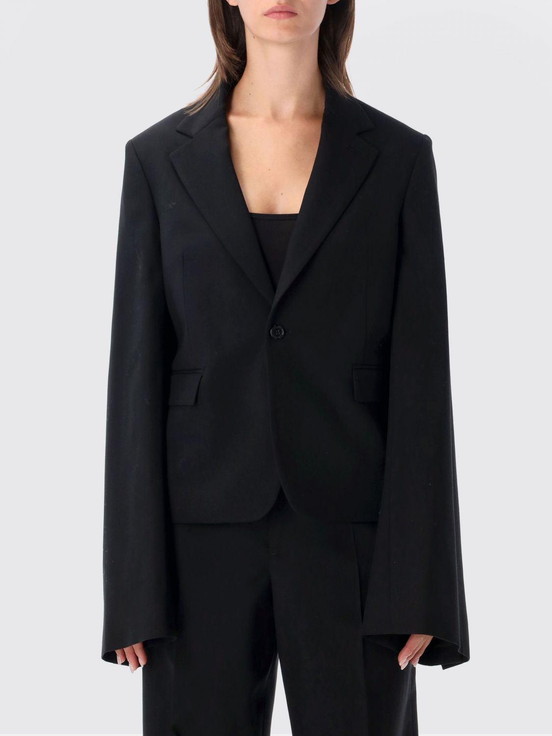 JW ANDERSON Cropped Single-Breasted One-Button Wool Blazer