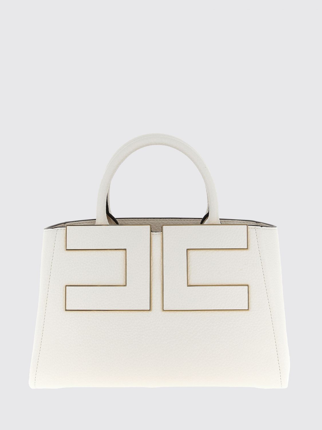 ELISABETTA FRANCHI Flared Tote Bag with Metal Logo and Inner Pouch