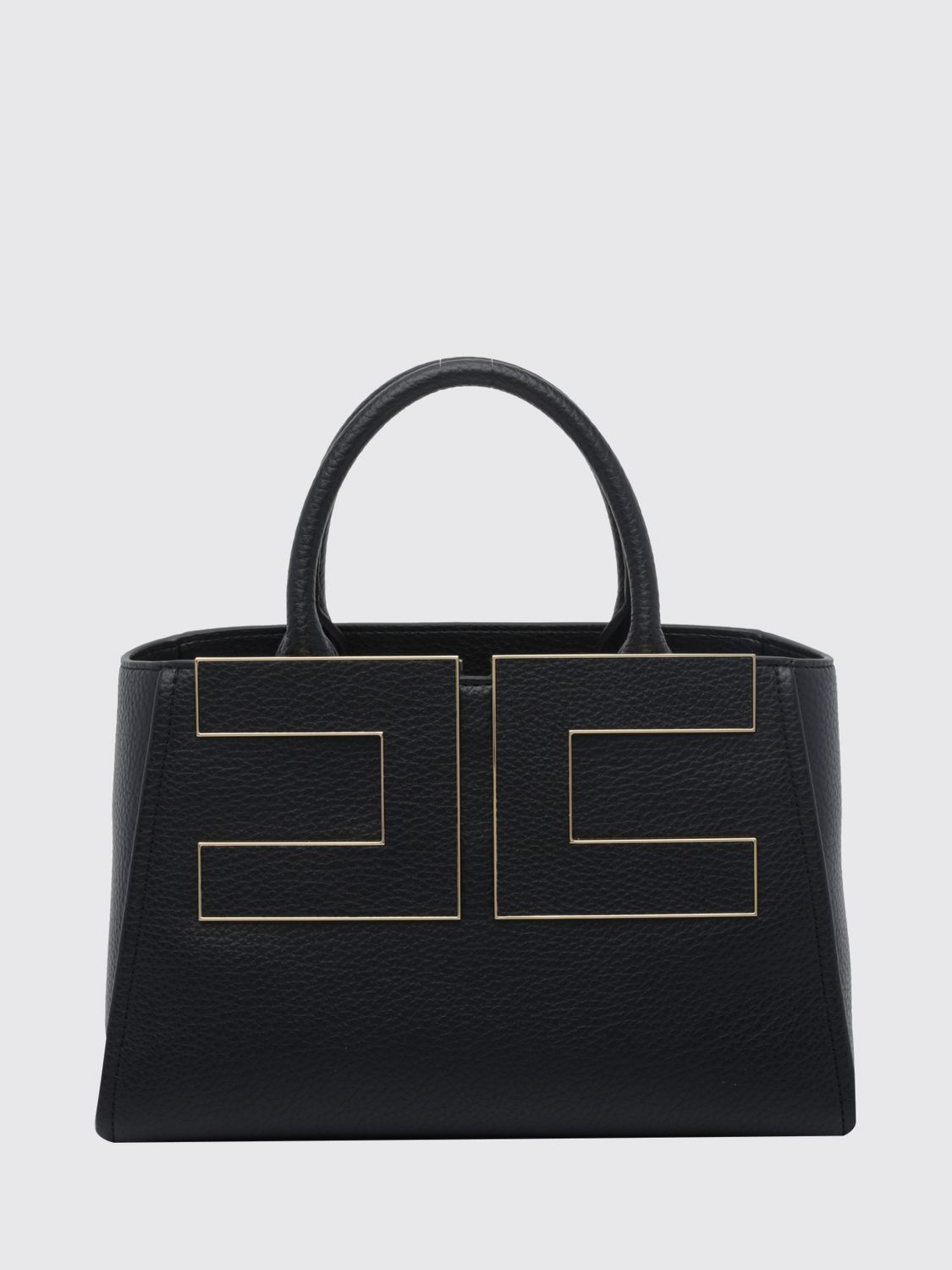 ELISABETTA FRANCHI Flared Tote Bag with Metal Logo and Inner Pouch