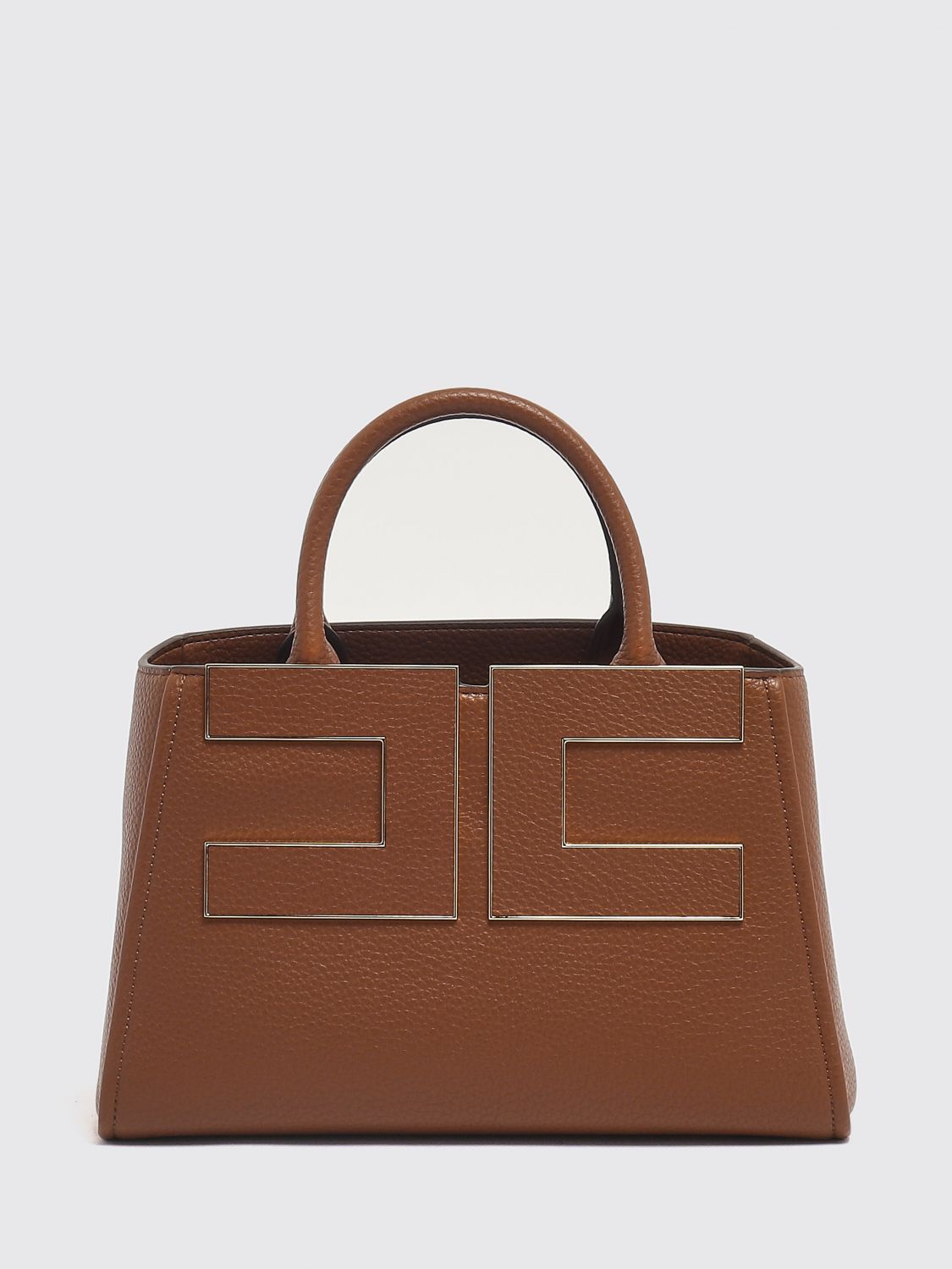 ELISABETTA FRANCHI Flared Tote Bag with Metal Logo and Inner Pouch