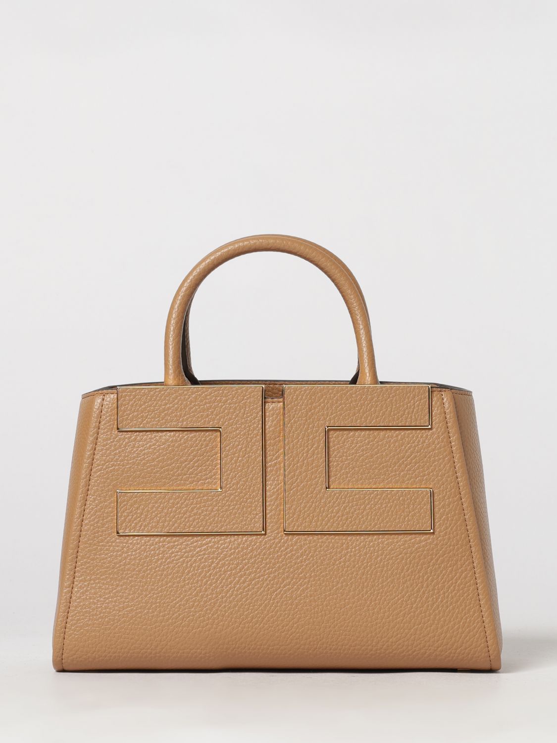 ELISABETTA FRANCHI Flared Tote Bag with Metal Logo and Inner Pouch