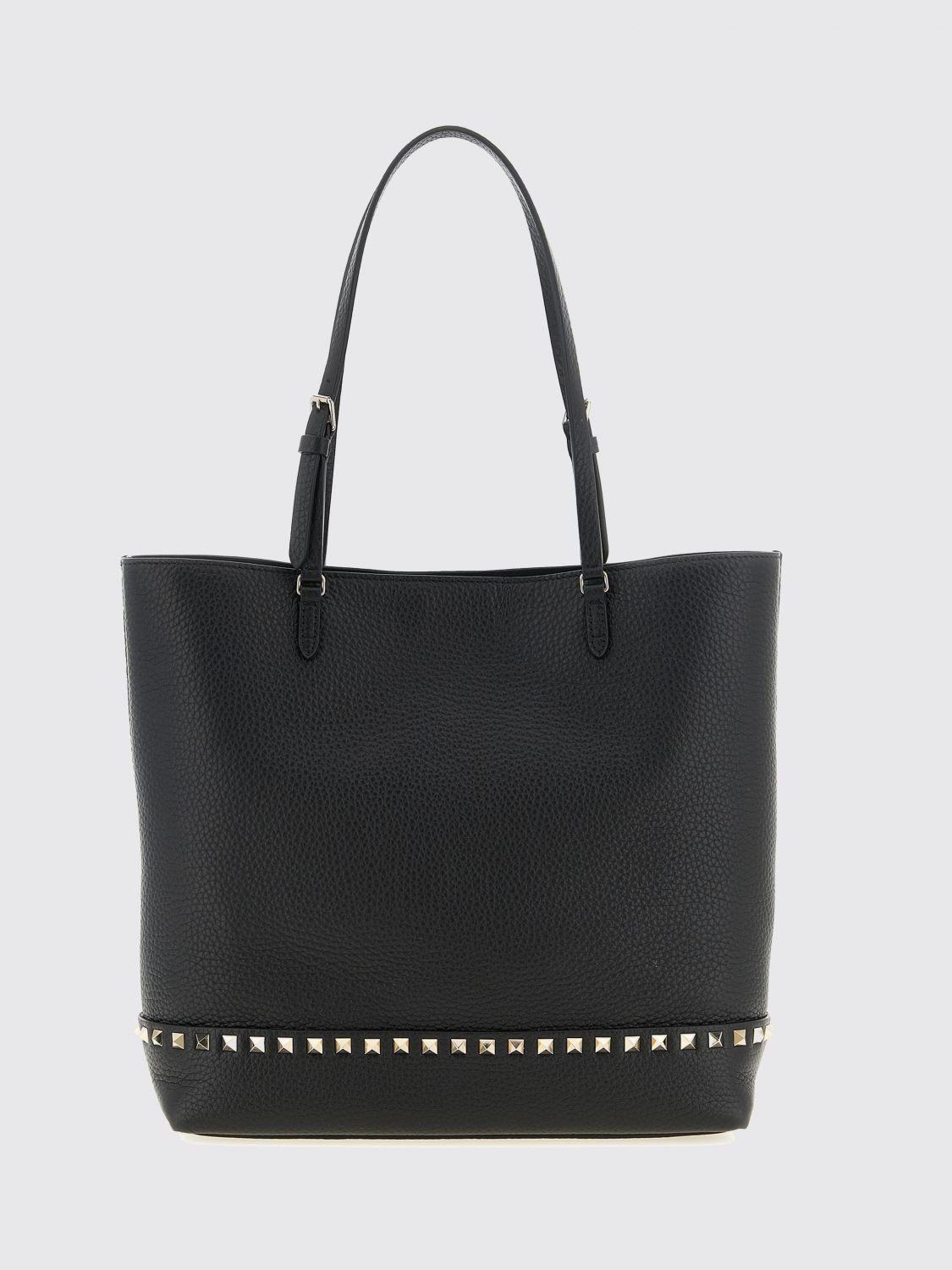 VALENTINO GARAVANI Rockstud Grained Leather Tote Bag with Studs