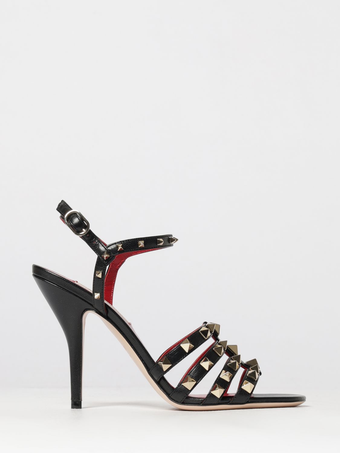 VALENTINO GARAVANI Rockstud High-Heeled Calf Leather Sandals with Ankle Strap