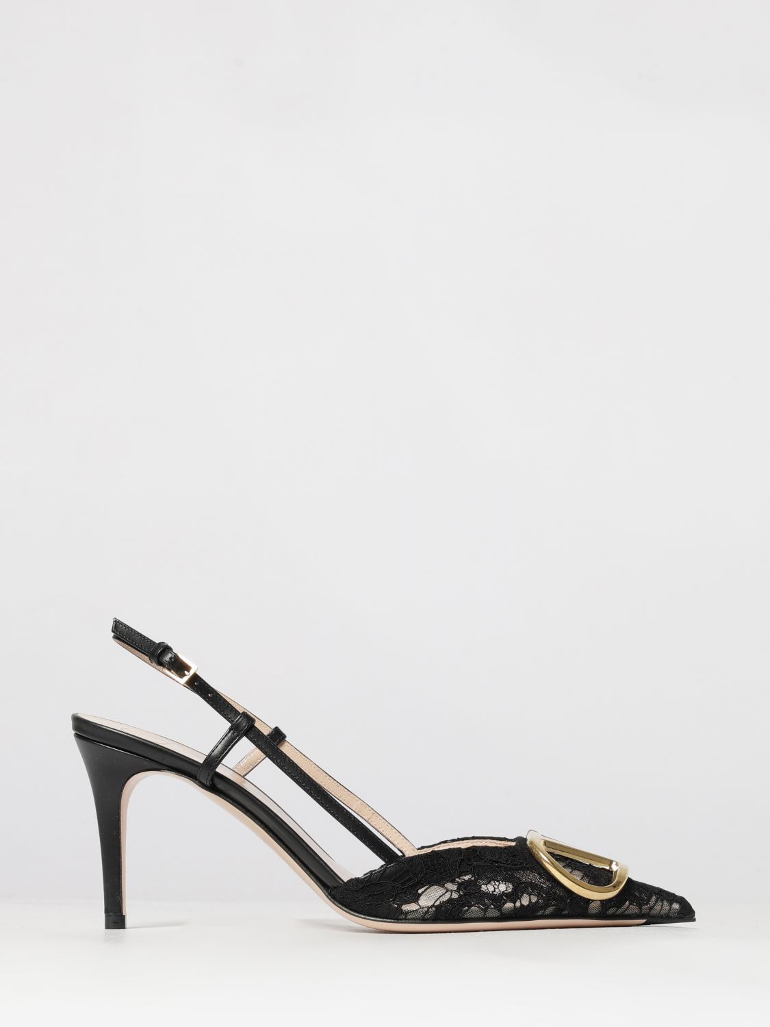 Valentino Garavani VLogo Signature Lace Stiletto Heel Slingback Pumps