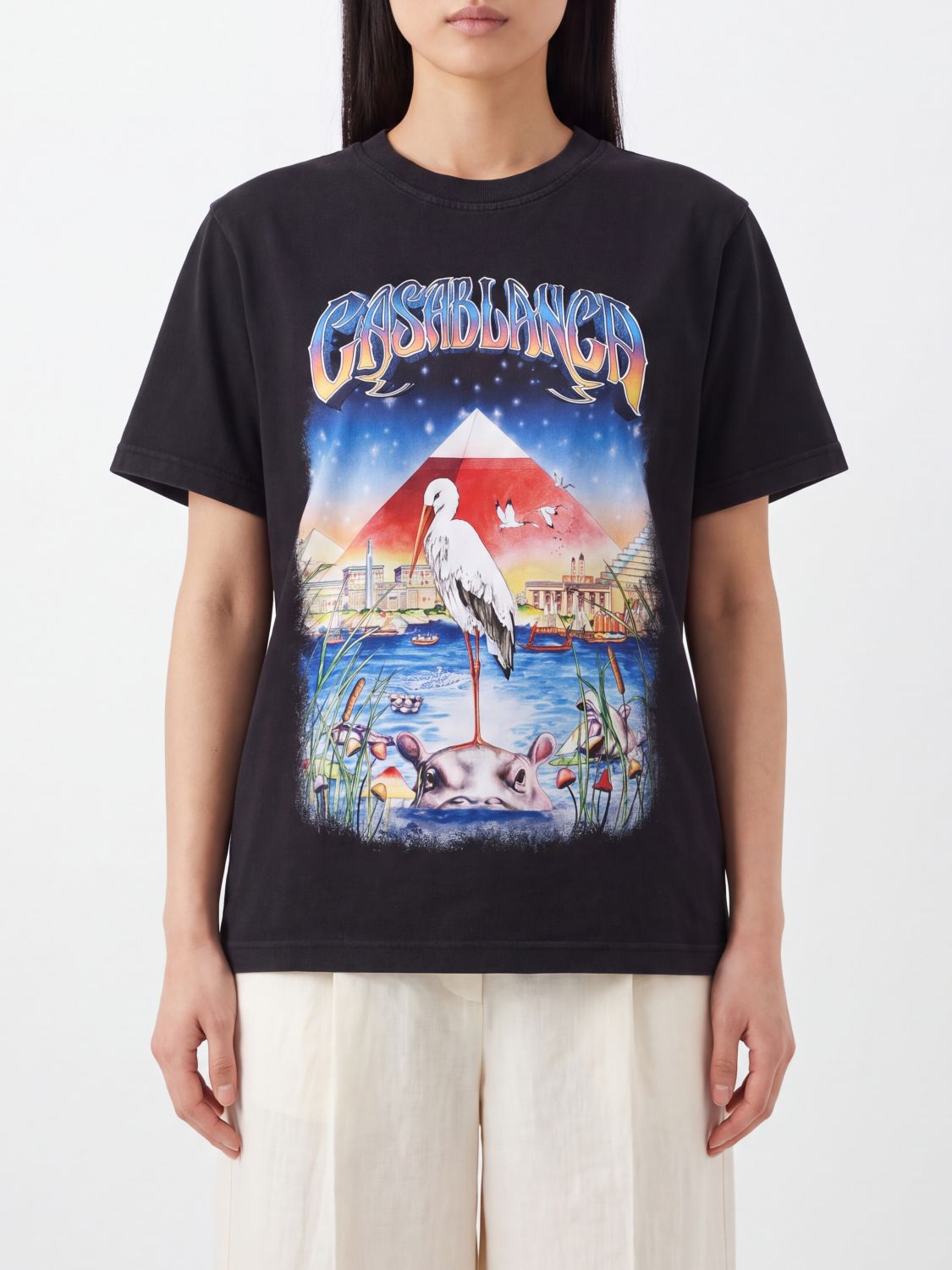 CASABLANCA Graphic Print Organic Cotton Crew Neck T-Shirt