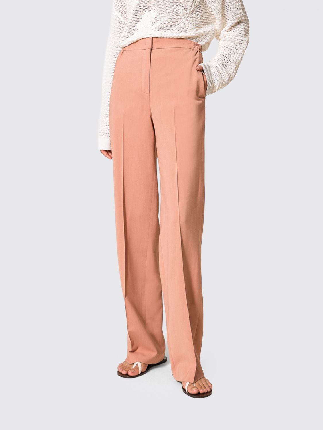 Twinset Weit geschnittene Twill-Hose mit mittlerer Taille und verdecktem Verschluss