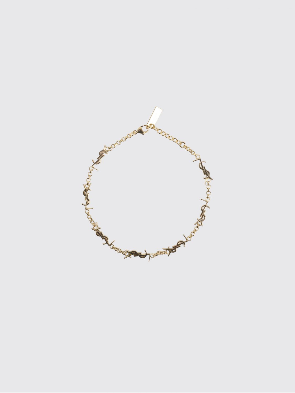 SAINT LAURENT Armband aus goldfarbenem Metall mit verschlungenem YSL-Monogramm-Anhänger