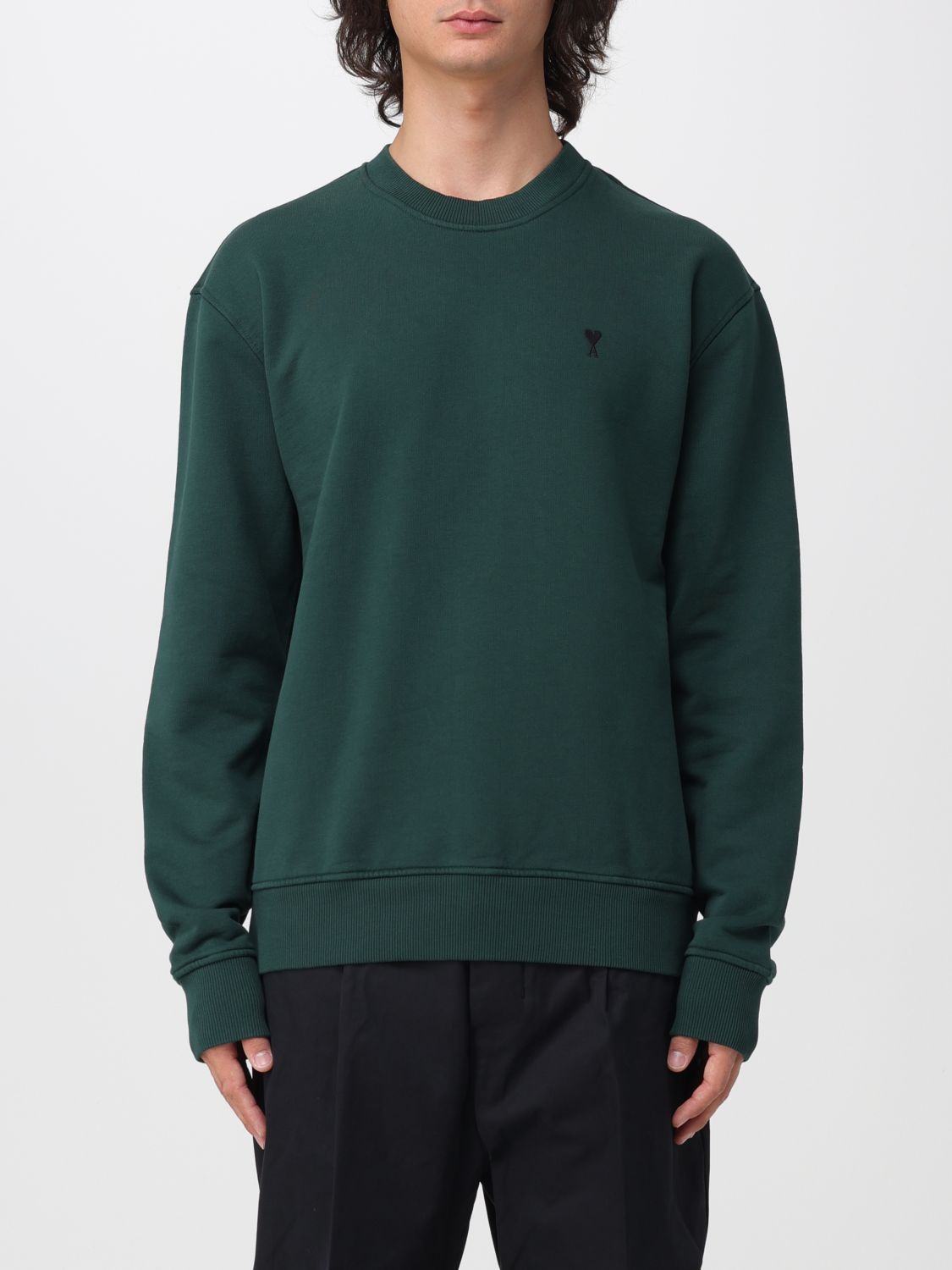AMI PARIS Sweatshirt aus Baumwolle mit Rundhalsausschnitt und gesticktem Ami de Coeur-Logo