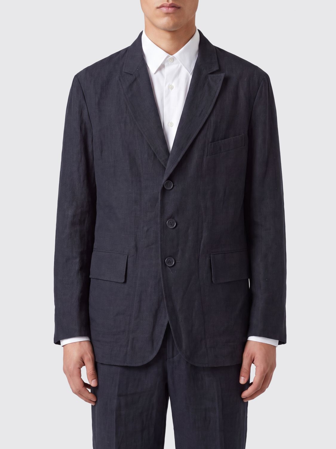 Ziggy Chen Single-Breasted Pure Linen Blazer with Wrinkled Effect and Lapels